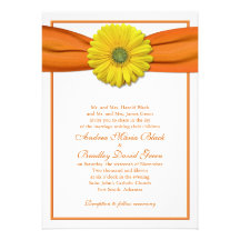 Gelber Gerbera mit orange Band-Einladung