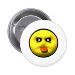 Gelber smiley, der heraus tounge haftet anstecknadelbutton