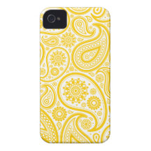 Gelbes Blumenpaisley-Monogramm-Muster Case-Mate iPhone 4 Hülle
