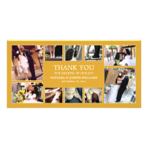 GELBES GOLDcollage WEDDING %PIPE% DANKEN IHNEN ZU  Fotogrußkarten