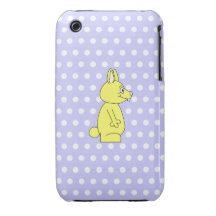 Gelbes Kaninchen auf lila Punkt-Muster iPhone 3 Case-Mate Hülle