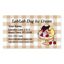 Gelbes Labrador u. Eiscreme-Eiscremebecher Visitenkarten Vorlagen