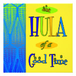 Gelbes Retro Luau Hula eine der guten Zeit-Einladu