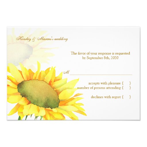 Gelbes Sonnenblume-Hochzeit im Herbst UAWG (3.5x5) Individuelle Einladungskarte