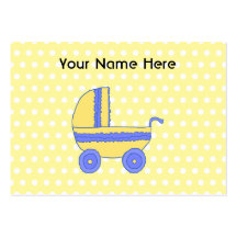 Gelbes und blaues BabyStroller. Visitenkarten