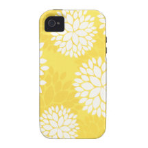 Gelbes weißes Blumenmonogramm Case-Mate iPhone 4 Case