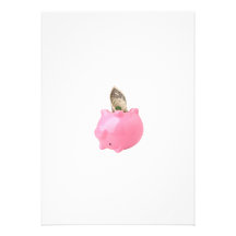 Geld aus einer piggy Bank heraus Personalisierte Ankündigungskarten