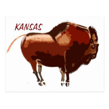 gemalte Bison Kansas-Postkarte