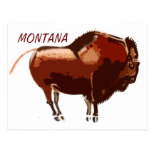 gemalte Bison Montana-Postkarte