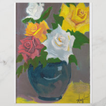 Gemalte Blumen im Vase Vollfarbige Flyer