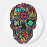 Gemalter Schädel mit Blumen Magnete