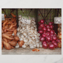 Gemüse - Süßkartoffeln, Knoblauch und Zwiebeln Flyerdruck