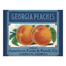 Georgia-Pfirsiche, Vintage Frucht-Kisten-Aufkleber Personalisierte Einladung