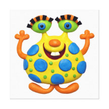 Gepunktetes gelbes Monster Leinwanddruck