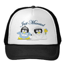 Gerade verheiratete Penguins Trucker Mütze