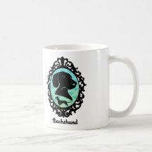 Gerahmte Dackel-Illustration Kaffee Tasse
