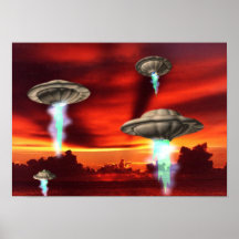 gerahmte steigende Glanz-Leinwand UFO durch Valxar Poster
