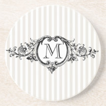 Gerahmtes Monogramm auf Streifen Bierdeckel