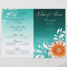 Gerbera-Gänseblümchen-orange Aqua-Auftrag des Serv Personalisierte Flyer