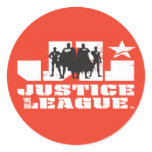 Gerechtigkeits-Liga-Logo-und Charakter-Silhouetten aufkleber