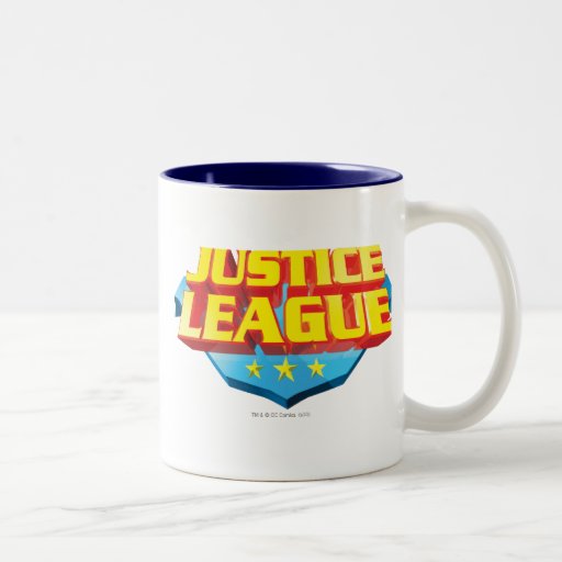 Gerechtigkeits-Liga-Name und Schild-Logo Kaffee Tasse