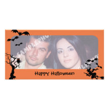 Gespenstischer Baum, Schläger und Hexe-Halloween-F Photo Grußkarte