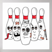 gesprengter oben verletzter BowlingsstiftCartoon Posterdrucke