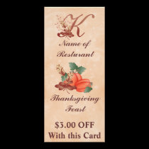 Gestell-Karte /Resturant des Erntedank-Monogramm-K werbeflyer