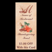 Gestell-Karte /Resturant des Erntedank-Monogramm-M werbeflyer