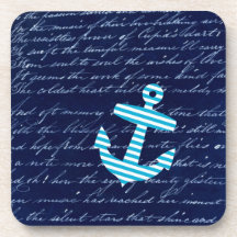 Gestreifte blaue Anker-nautischUntersetzer