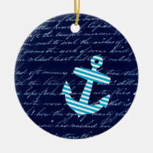Gestreifte blaue Ankernautischverzierung Ornamente