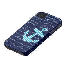 Gestreifter blauer Anker iphone 4 Nautischkasten iPhone 4 Etuis