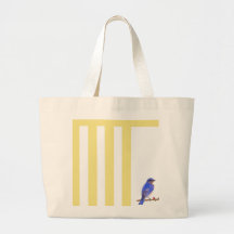 Gestreifter blauer Vogel Taschen