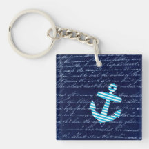 Gestreiftes blaues Anker nautischkeychain