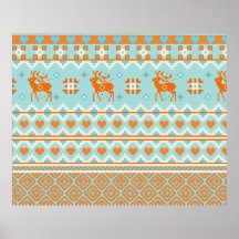 Gestricktes Muster mit Rotwild Posterdrucke