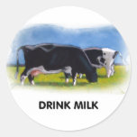 GETRÄNK-MILCH-KUH-GRAFIK RUNDE STICKER