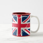 Gewerkschafts-Jack-Flaggen-und Glas-Herz-Kunst Tee Tasse