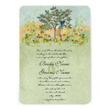 Gewirbelte Blumen-Liebe-Vogel-Baum-Hochzeits-Einla
