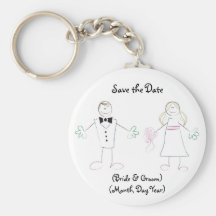 Gewohnheit Save the Date Keychain- Cartoon-Paare Schlüsselband