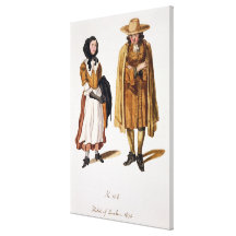 Gewohnheiten von Quäkern, 1675 (farbiger Stich) Galerie Falt Leinwand