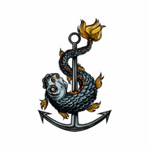 gezahnte Fische um anchor.png Photo Skulptur