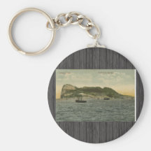 Gibraltar-Felsen von der Bucht, Vintag Schlüsselanhänger