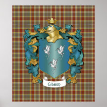 Gibson-Wappen und Tartan Plakate