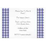 Gingham-Karo. Blau, grau, weiß. Foto-Schablone Personalisierte Ankündigungskarten