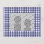 Gingham-Karo. Blau, grau, weiß. Foto-Schablone Flyer Druck