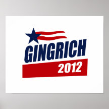 GINGRICH 2012 KAMPAGNEN-FAHNE PLAKATE