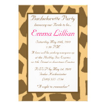 Giraffe bachelorette partty, Spaß, frech, rosa, Ch Personalisierte Einladungen