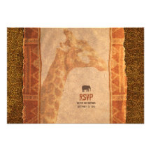 Giraffen-afrikanische Safari-Hochzeit UAWG Antwort Personalisierte Einladung