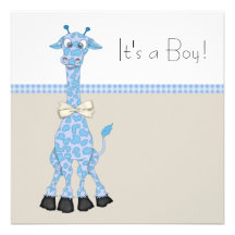Giraffen-Baby-Dusche Browns blaue launische Individuelle Einladung