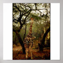 Giraffen-Digital-Malerei (mit Leinwandeffekt) Plakat